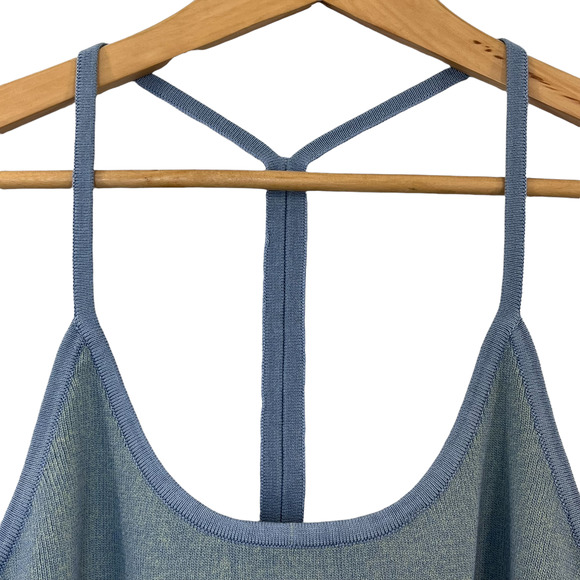 WAYF Blue '98 Alicia T-strap Knit Bodysuit V Neck Oasis Tank Top/Cami Size: 3x - Picture 3 of 9